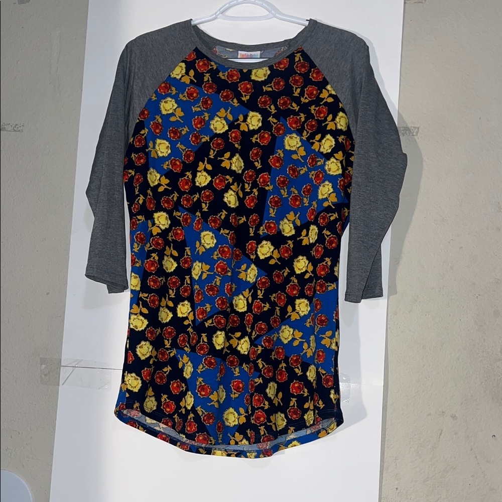 LuLaRoe Blue Floral Long Sleeve Tee